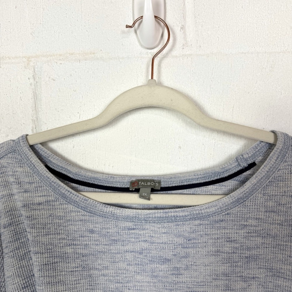 T by Talbots Thermal Top Blue Long Sleeve Casual Weekend Cozy Athleisure 2X - Picture 2 of 13